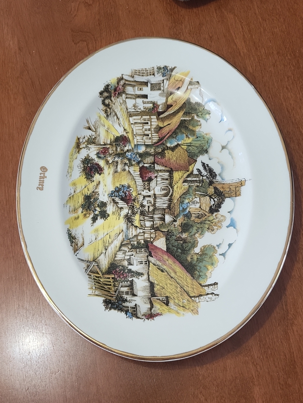 Vintage Orkney Cottage Scene Decorative Serving Platter -
